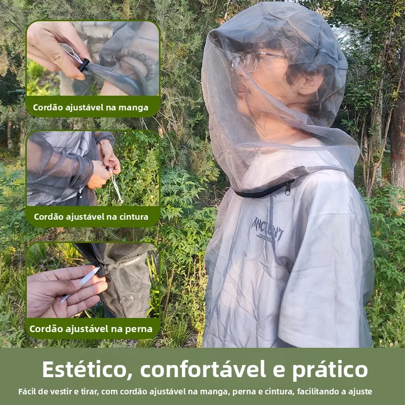 蚊よけ釣り具アウトドアキャンプライト通気性メッシュメンズ長袖釣りスーツ保護服セット