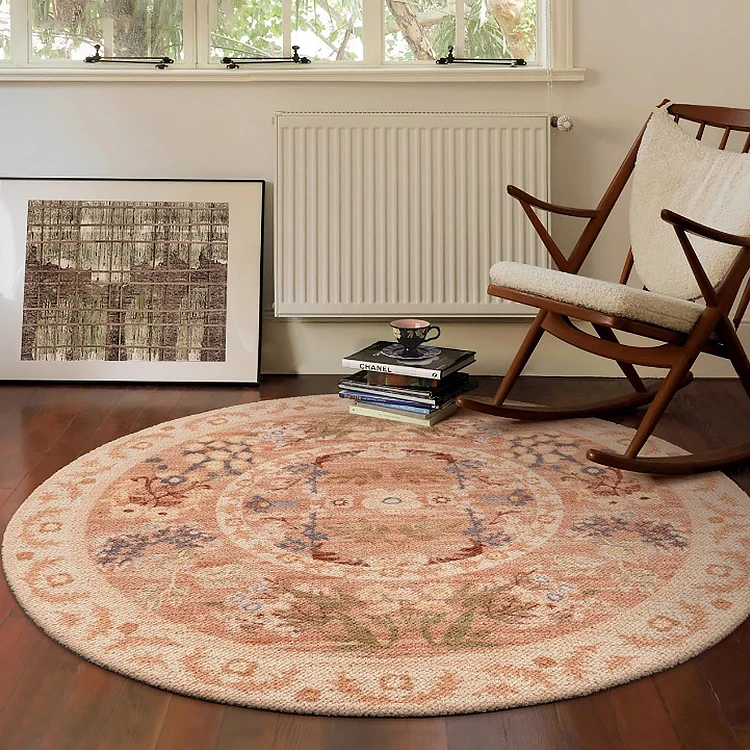 Light Luxury Living Room Carpet Round Anti-slip Floor Mat Soft High Density Short Plush Bedroom Bedside Rug Boho Home Decoration