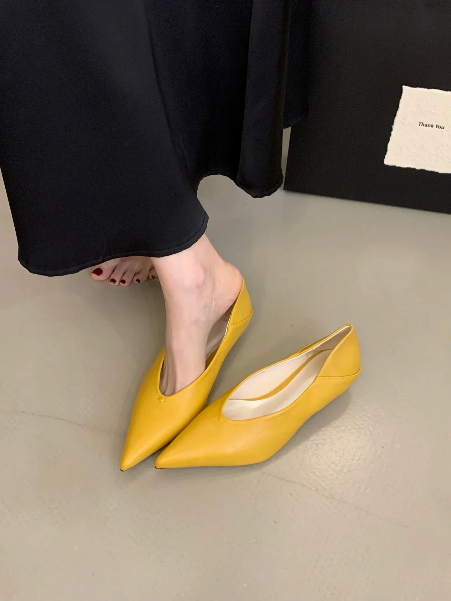2026 Neue Marken-Damenpumps Elegante Dünne High Heels Modische Spitze Flache Slip-On Schuhe – Detail 9