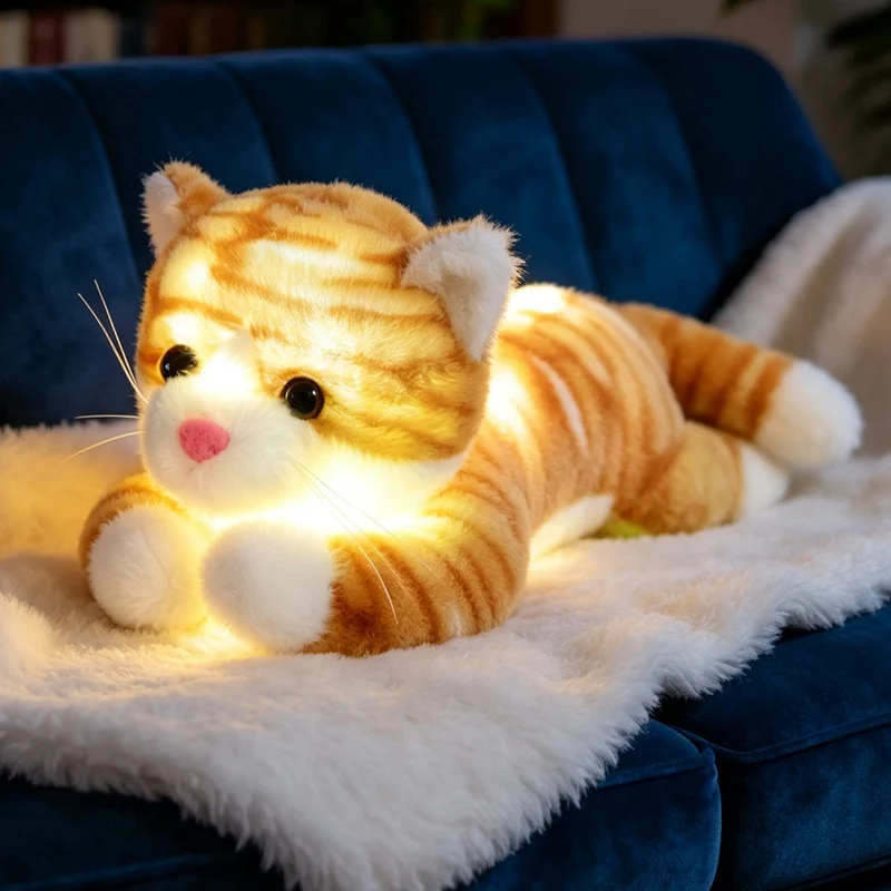 

Glowing Cat Plush Toys Adorably Simulated Cat Soft Kids Toys Accompany Sleep Toy Kawaii Room Decor Toys Creative Birthday Gifts