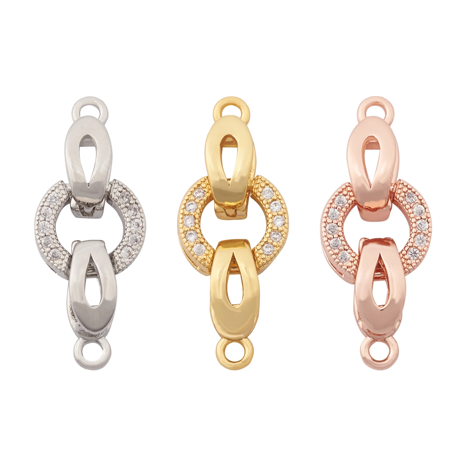 5 Sets Metal Cubic Zirconia Fold Over Clasps Oval Clear Mixed Color for Making DIY Jewelry Necklace Bracelet Accessories