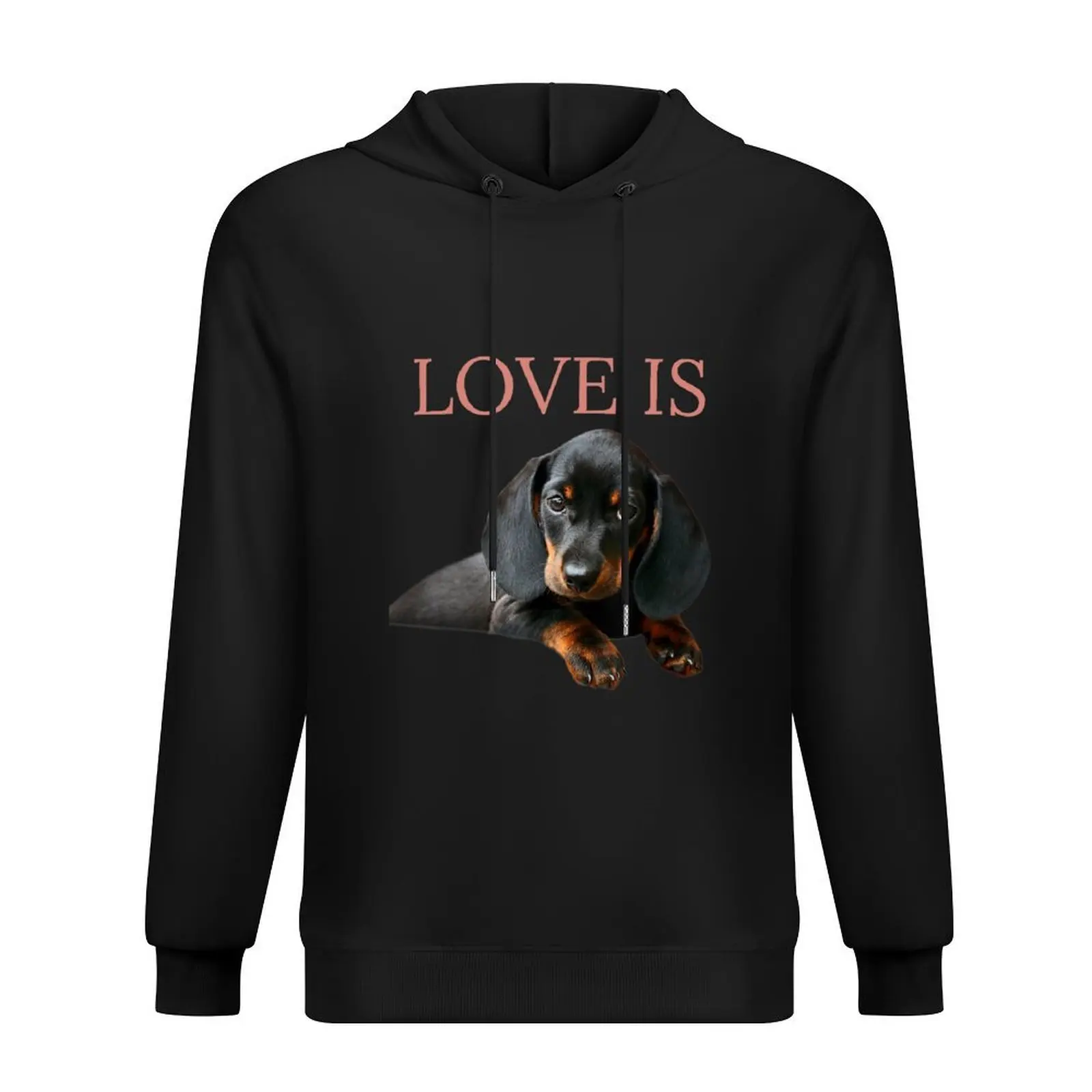 

Love Is Cute Dachshund Dog Mom Dad Doxie Lover Hoodie men clothes korean clothes men's sweat-shirt set hooded shirt anime hoodie