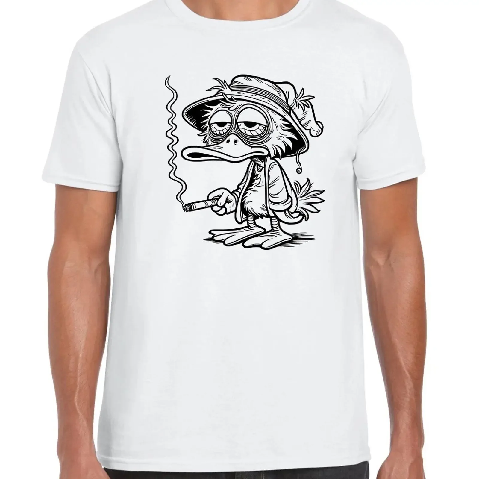 T-shirt en coton pour homme avec motif de canard déçus de la vie, style meme drôle, vintage, délavé, doux, extensible, décontracté, vêtements de créateur