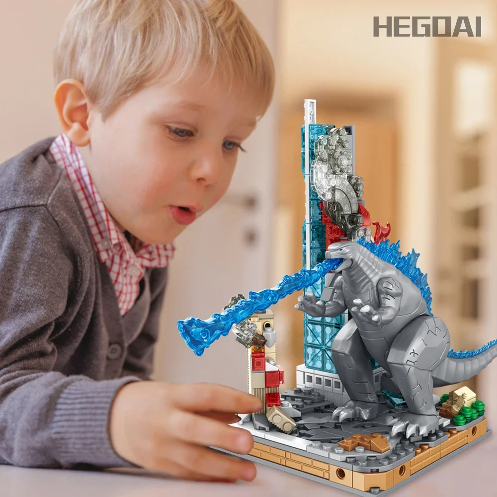 Figura de acción del rey de los monstruos, juego de construcción de figura de Rayo de calor Scar King Godzill, ciudad Stomper, regalo para adultos y niños, bloques de construcción