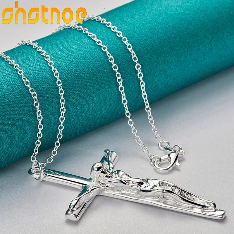 925 Sterling Silver 16-30 Inch Chain Jesus Cross Pendant Necklace For Women Engagement Wedding Gift Fashion Charm Jewelry