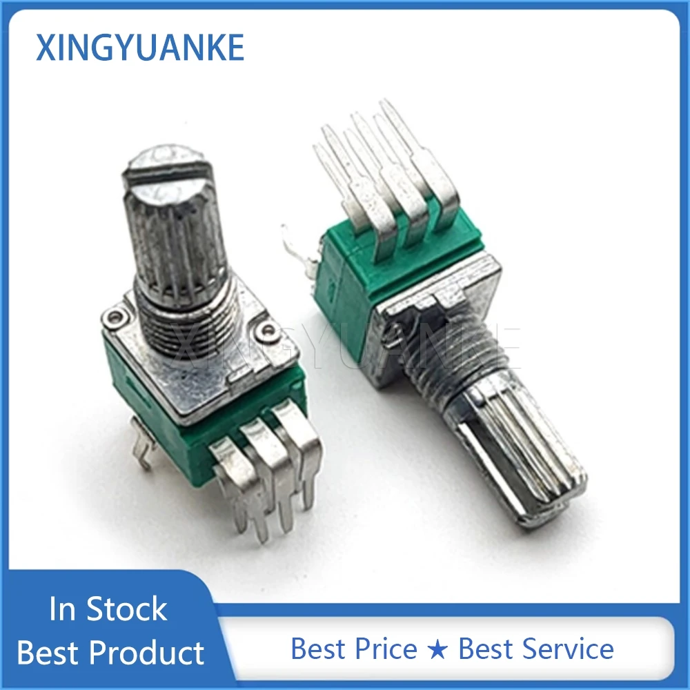 5PCS RV0972G RK097 แนวตั้ง Duplex Potentiometer B5K B10K B20K B50K B100K ดอกไม้ความยาวเพลา 15 มม.Bent Foot 6-Pin