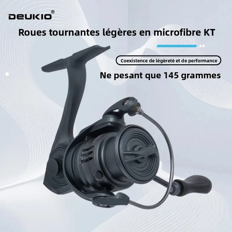 DEUKIO Moulinet de pêche léger à lancer, rapport de transmission 5.2:1, puissant, pour eau douce et eau salée