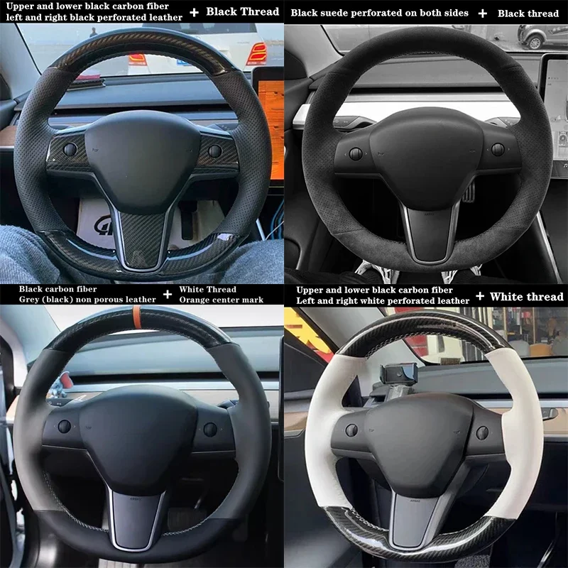 Custom Car Steering Wheel Cover For Tesla Model 3 Model Y 2017 2018 2019 2020 2021 2022 2023 Car Accessories Car Styling