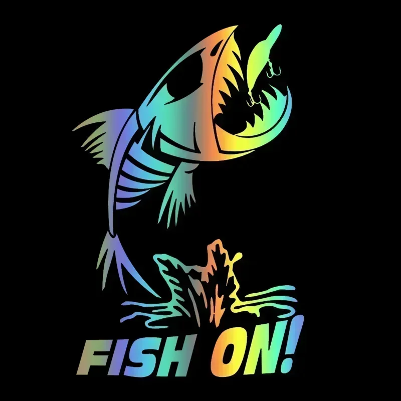 Car waterproof sticker, fishbone shaped fishing, car window, rear bumper, molded vinyl, 15x23 cm