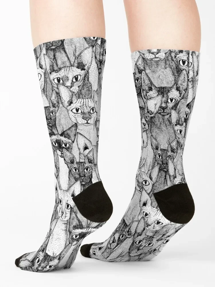 just sphynx cats black white Socks men cotton high quality colored Rugby ankle Designer Man Socks Women's