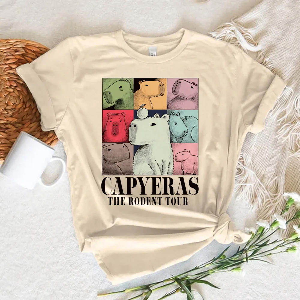 Capybara t shirt women summer harajuku soft fabric tshirt girl Japanese clothes