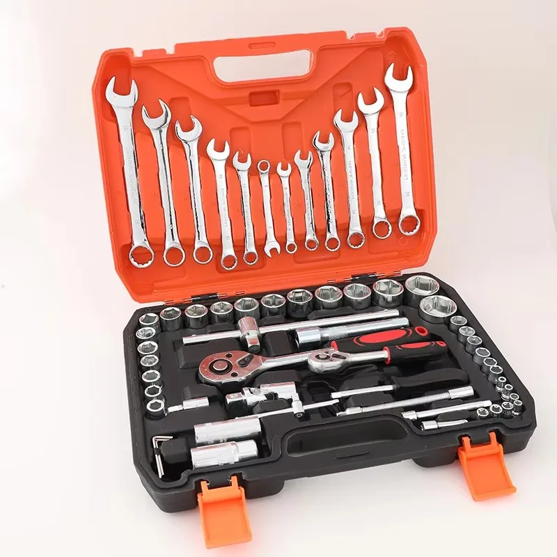 61-Piece Professional Durable Carbon Steel Hand Hard Case Tool Set for Automotive Repair Home Car Motorcycle Maintenance No