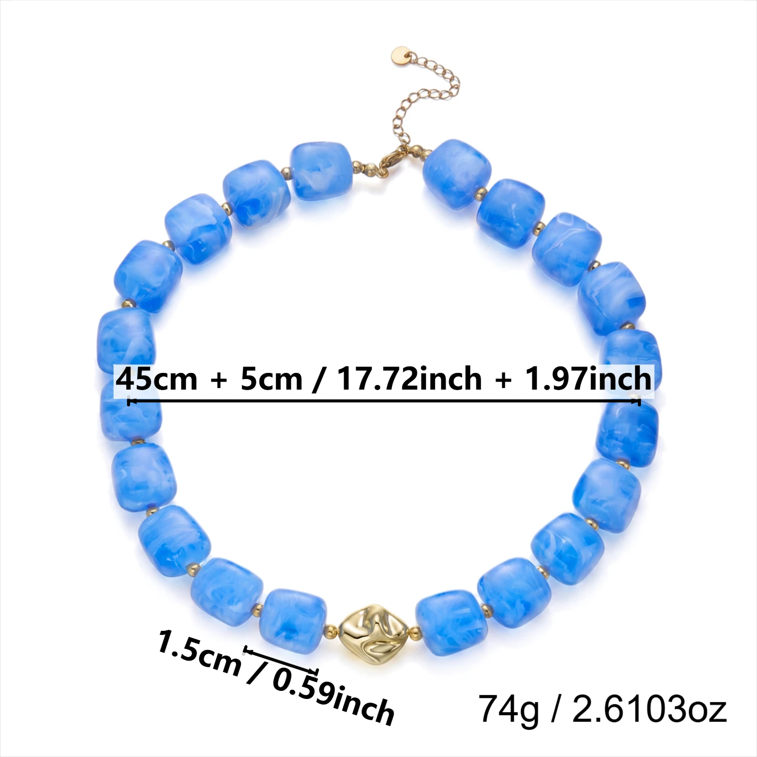 Böhmische Harz-Quadratperlen-Halsketten für Damen und Herren, Vintage Glatte Unregelmäßige Geometrie-Choker, Party-Schmuck-Geschenk – Detail 8