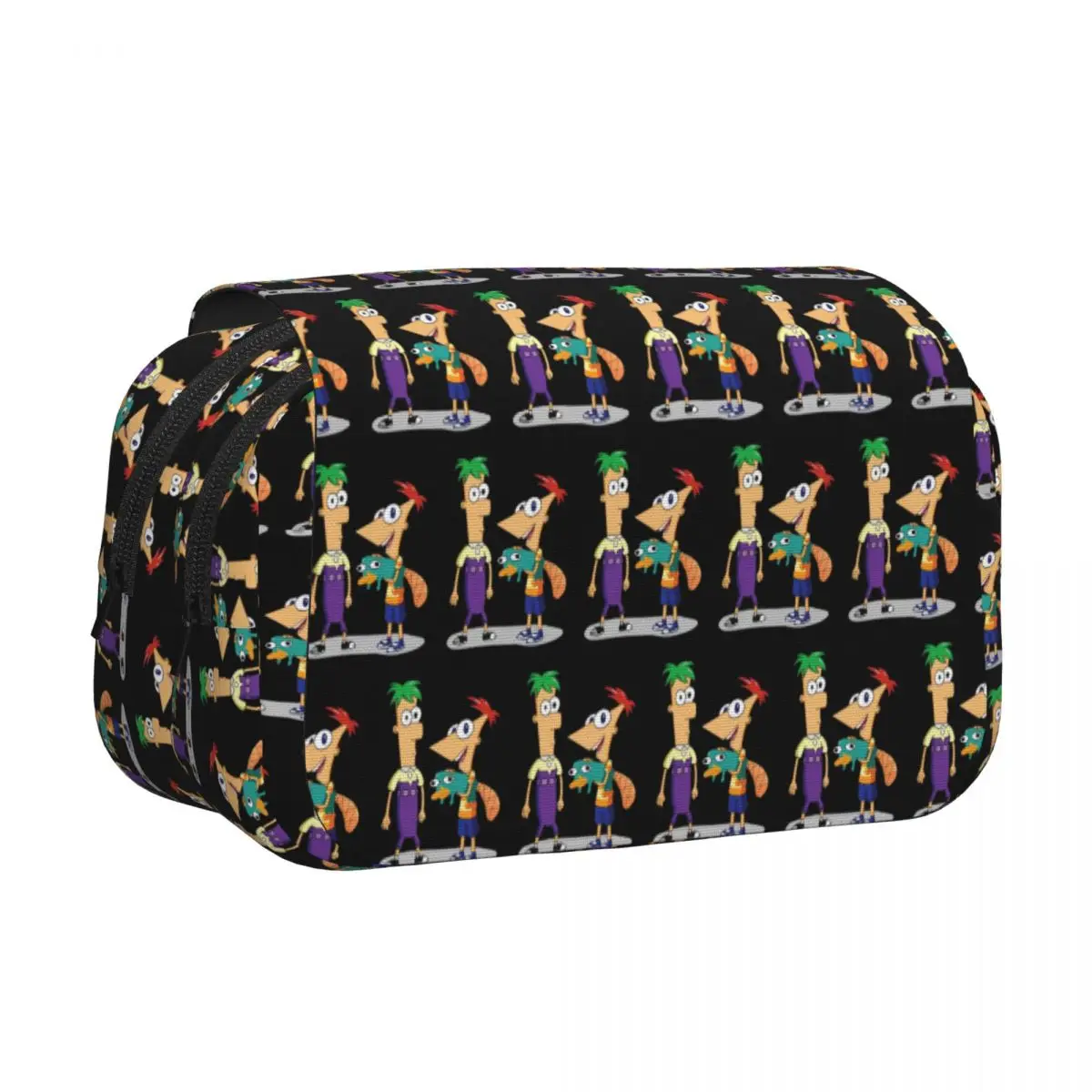 Phineas And Ferb Pencil Cases Pencil Pouch Hard Shell Leather Large Storage Pen Box Pencil Bag for Kids Gifts