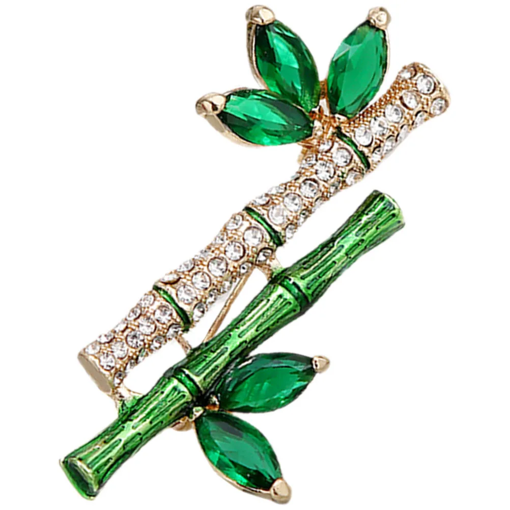 

1pc Bamboo Brooch Pin Rhinestone Metal Lapel Pin For Clothes Hats Bags Scarf Shawl Suit Skirt Women Fashion Jewelry Gift