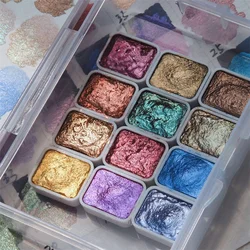 Pearlescent Colorful Watercolor Halo Staining Pigments Set Palette Painting Nail Fine Art Painting Blooming Watercolor Set