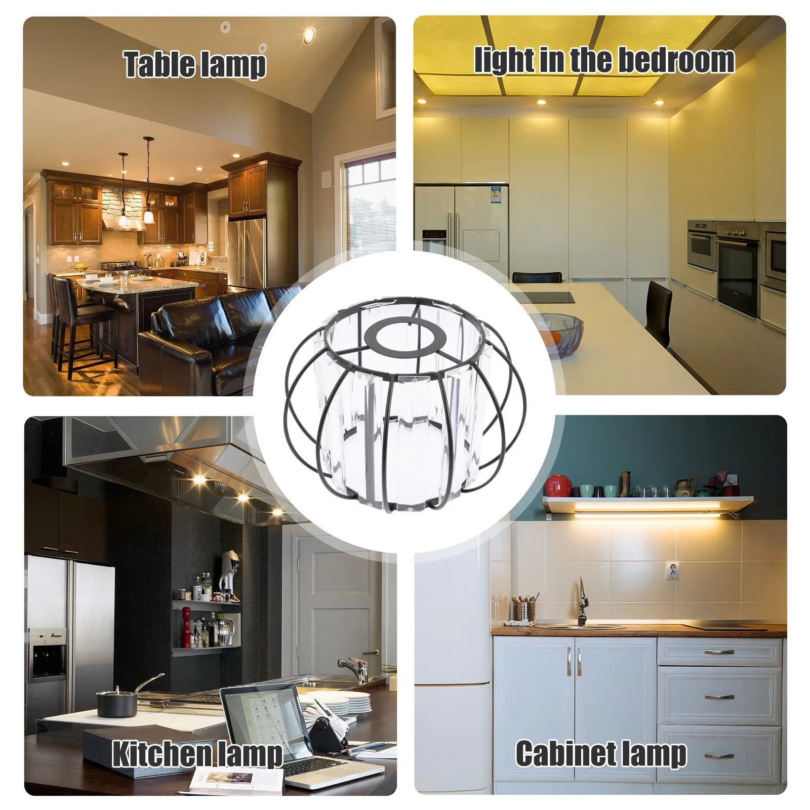 E27 Crystal Glass Lamp Shade Pendant Light Shade Ceiling Light Cover for Living Room Bedroom Dining Kitchen Elegant Home Decor