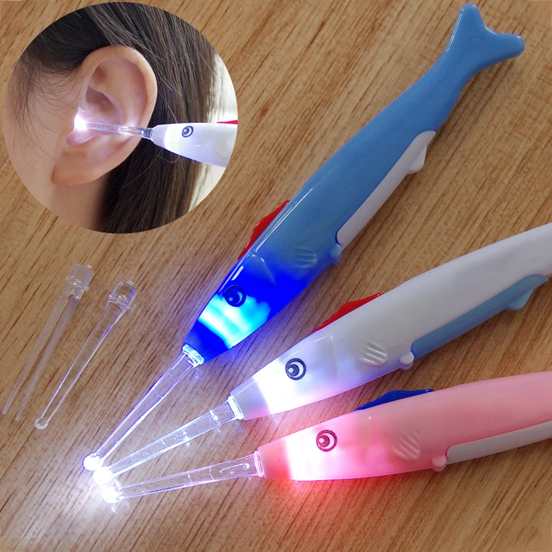 Baby Ear Pick LED Light Flashing Child Kids Ear Spoon Cleaner Wax Earwax Remover Luminous Earpick Ear Care Tools Random Color