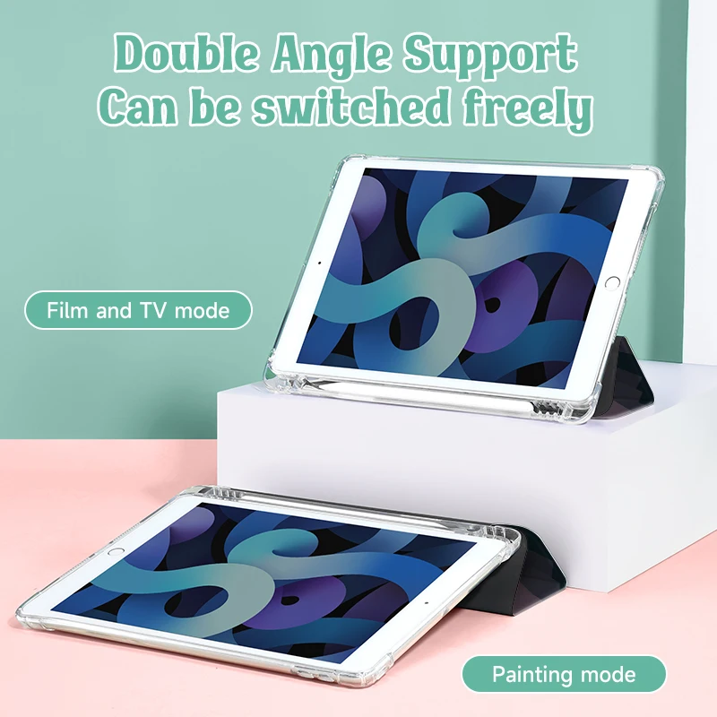 Purple square Case Compatible With iPad iPad 9.7-Inch (6th/5th Generation, 2018/2017)Mini4/5 ,Air4/5 10.9in,With Pen Holder
