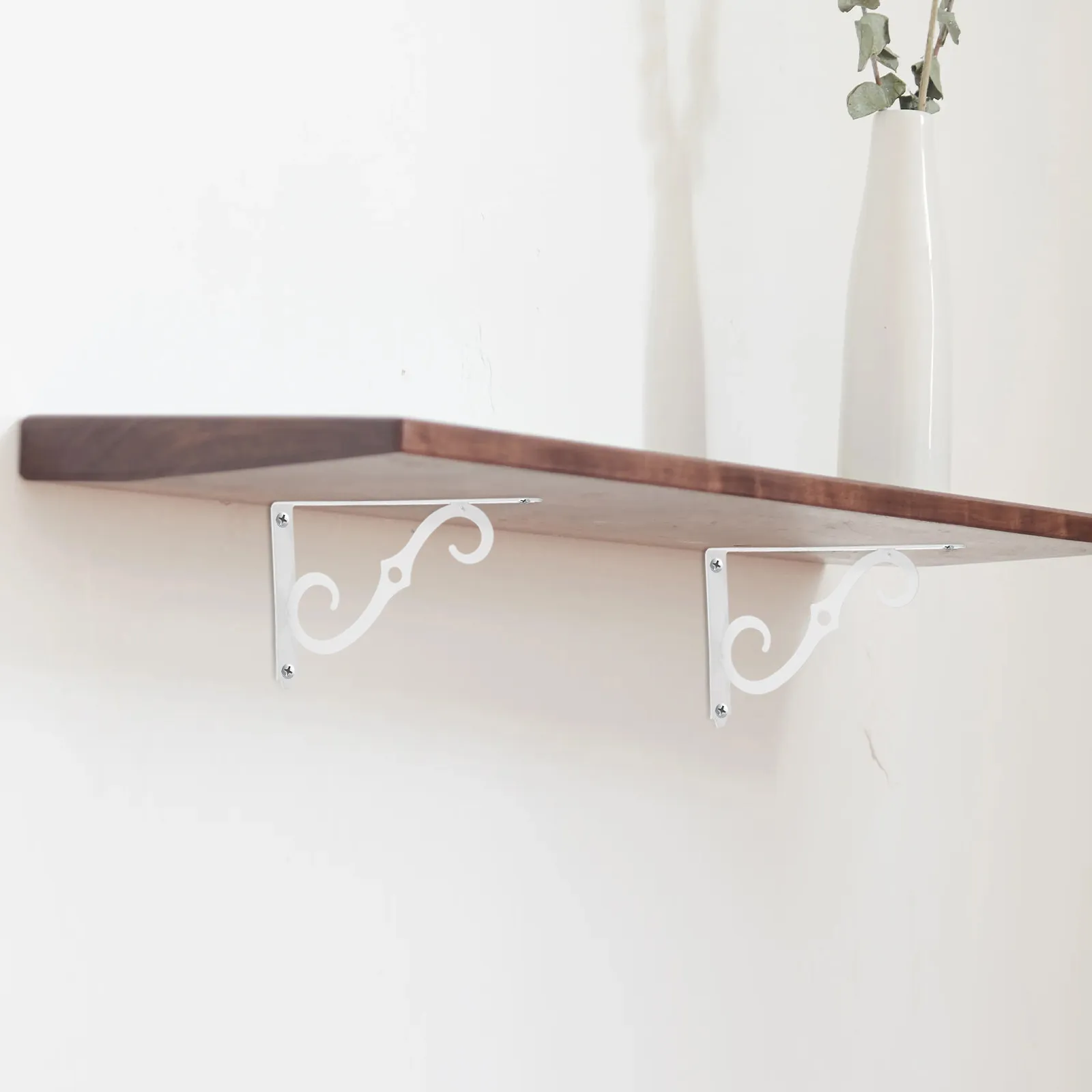 4Pcs Elegant Iron Shelf Brackets 90 Degree L Shape Heavy Duty Wall Mounted Shelf Support Bracket for Garage Farmhouse Decor