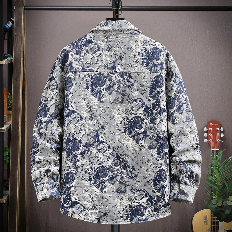 2023 spring new style Men\'s Classic Fashion printed pattern Long Sleeve Shirt autumn Men\'s Casual Plush High Quality Shirt M-4XL