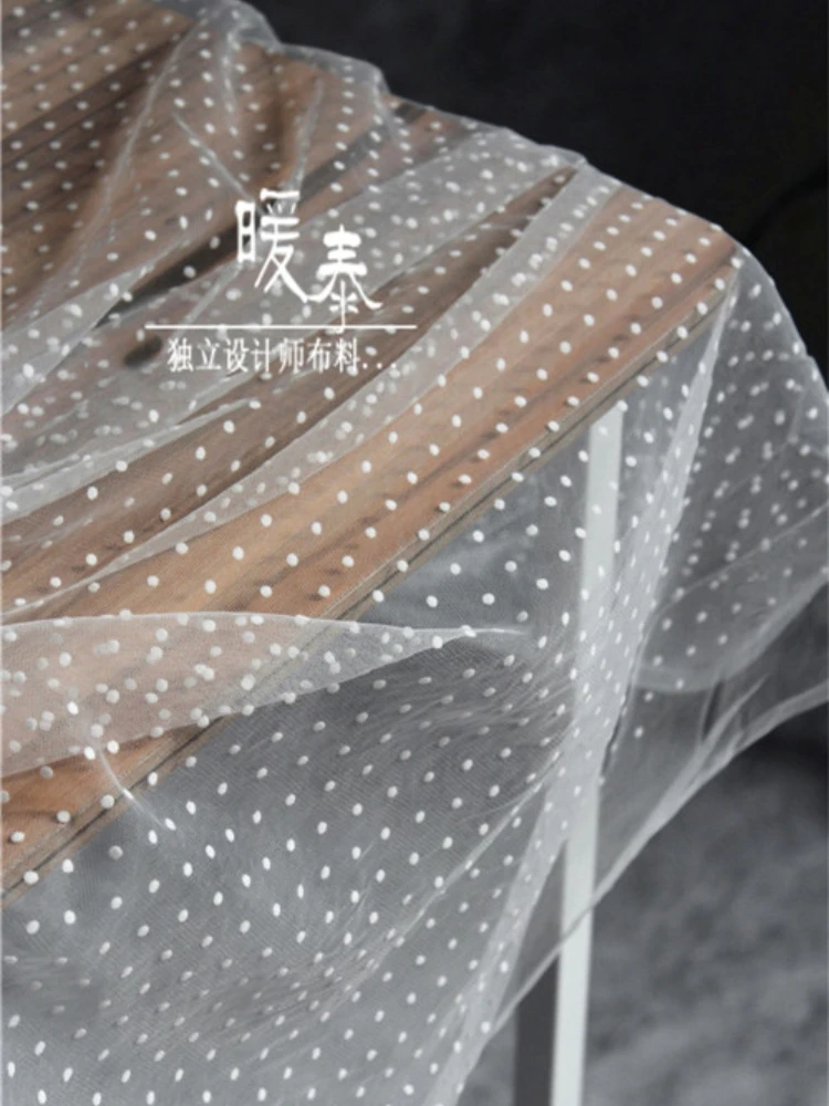 Snowflake White Dot Velvet Mesh Fabric Soft for Diy Sewing Wedding Dress Fluffy Skirt Fashion Design Fabrics By Meter Wholesale