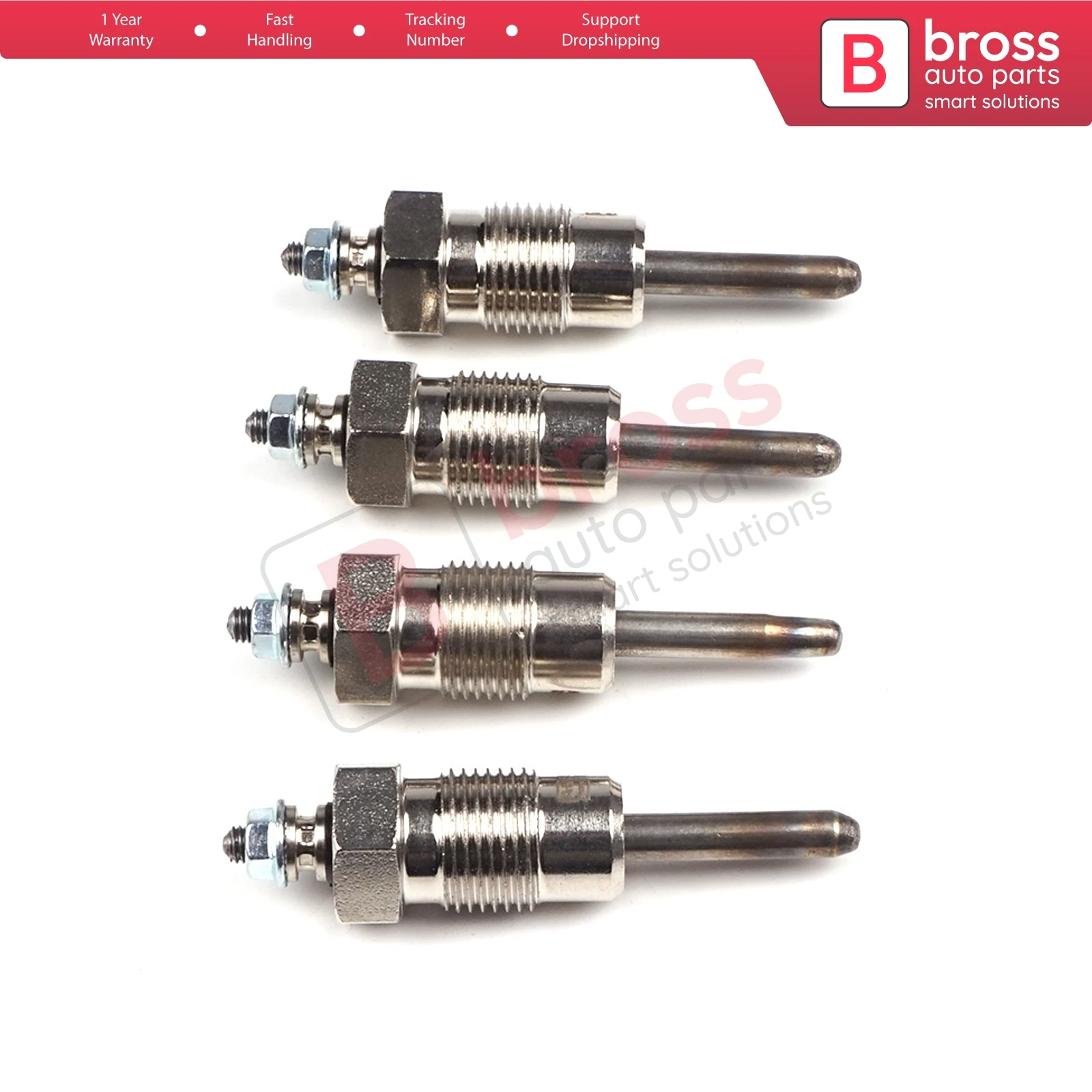 Bross Auto Parts BGP33-1 4 Pcs Heater Glow Plugs 0001599101, GV626, 0100221311 for Mercedes 200 220 240 Ship From Turkey