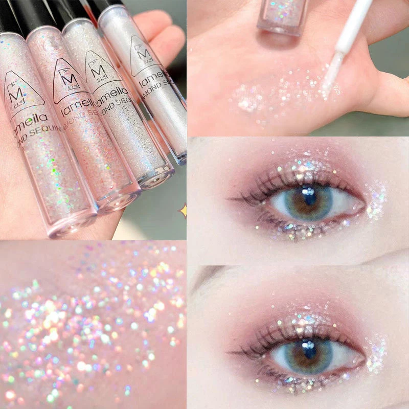 อายแชโดว์ชนิดน้ํา Glitter Highlighter Pearlescent Liquid Eye อายแชโดว์อายไลเนอร์ Eye Silkworm ดินสอยาวนาน Shiny Eye Makeup