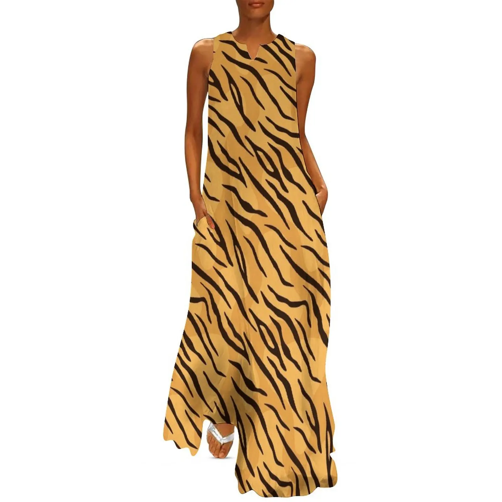 

Wild Safari Animal Print Patterns - Tiger Stripes Pattern / Tiger Print Long Dress summer dresses women 2024