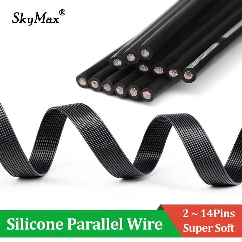 2~50m Super Soft Silicone Parallel Wire 30 - 20AWG Multi Core 2P/3P/4P/5P/6P/8P/10P/12P/14P Flexible Heat-resistant Copper Cable