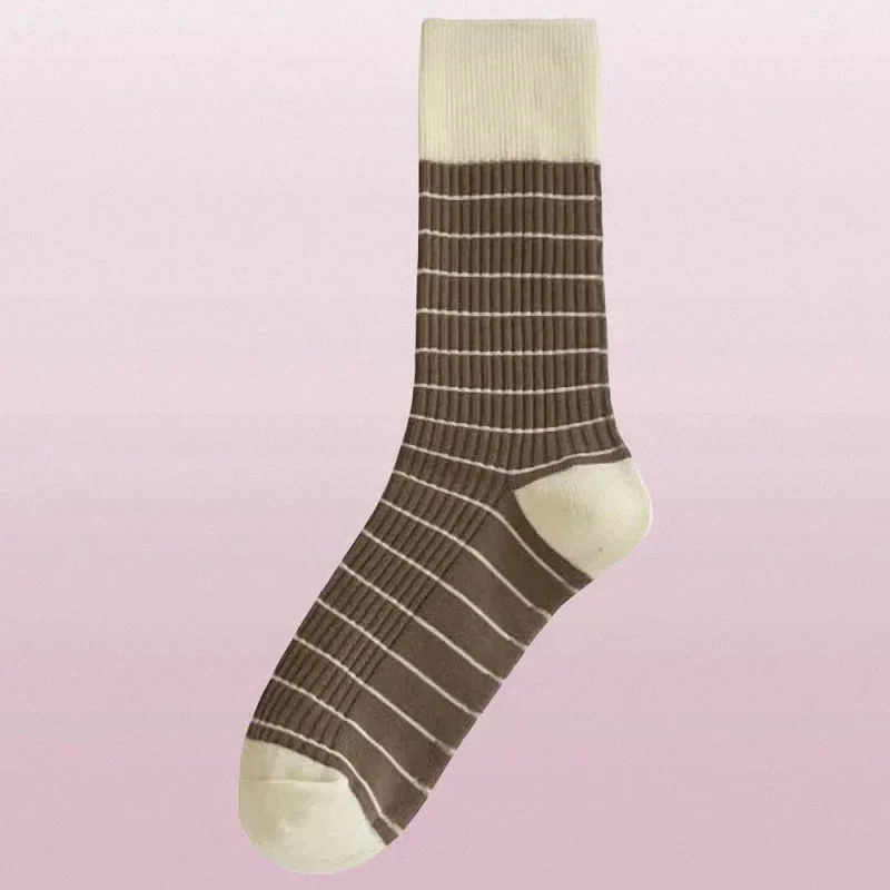 Chaussettes mi-hautes à rayures pour enfants, style collège, polyvalent, mignon, décontracté, confortable, automne, hiver, 3/6 paires