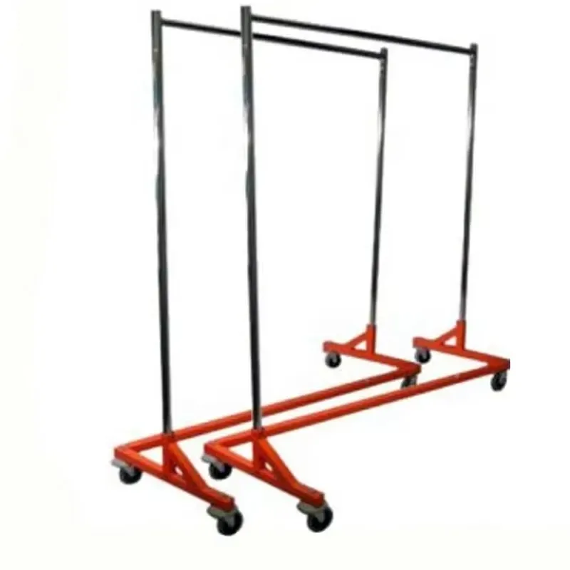 ndustrial Heavy Metal Clothing Display Stand Free Standing Z Shaped Base