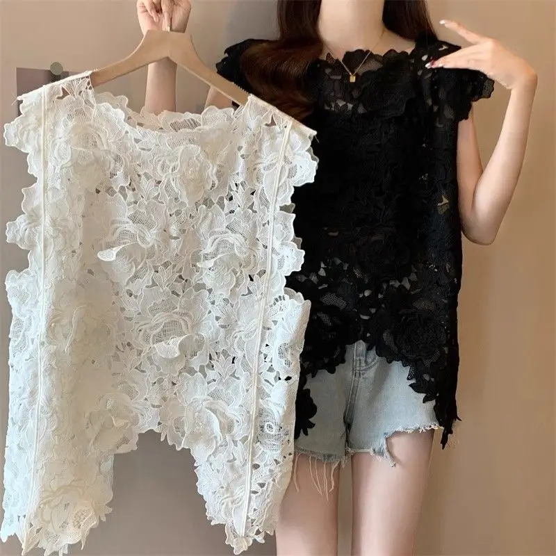 

Hook Flower Hollowed Out Vest Lace Cover Women's 2025 Summer New Fashionable Top