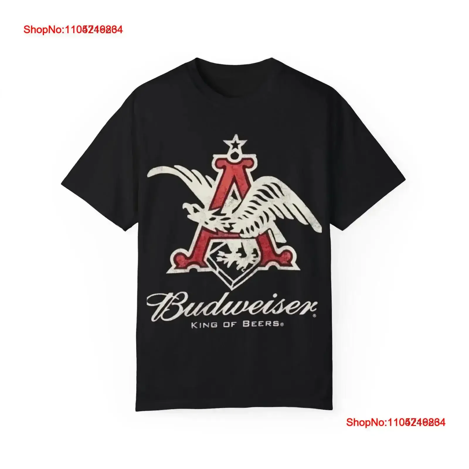 تي شيرت كلاسيكي من Budweiser King of Beers تي شيرت ريترو Anheuser Busch Eagle مغسول مريح متعدد الاستخدامات كاجوال عتيق مغسول أنيق #1
