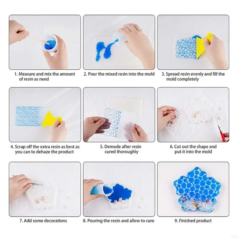 R66A 7PCS/Set Water Ripple Design Mold Ocean theo chủ đề Crafting Mold khuôn silicon đa năng để chế tạo trang sức