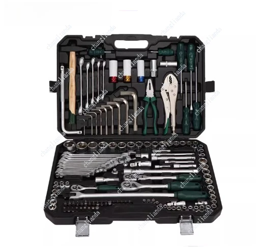 142 + 2piece set of high quality 24-tooth matte 72-tooth pearl nickel wrench sleeve auto repair kit tool set Rugged and durable