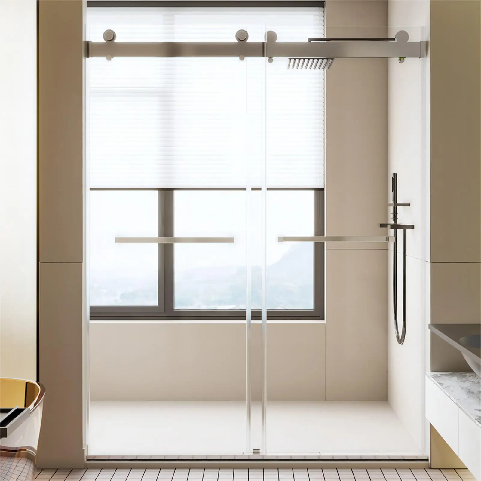 

Premium Chrome Frameless Shower Door 56-60” W x 76” H, Double Sliding, 10mm