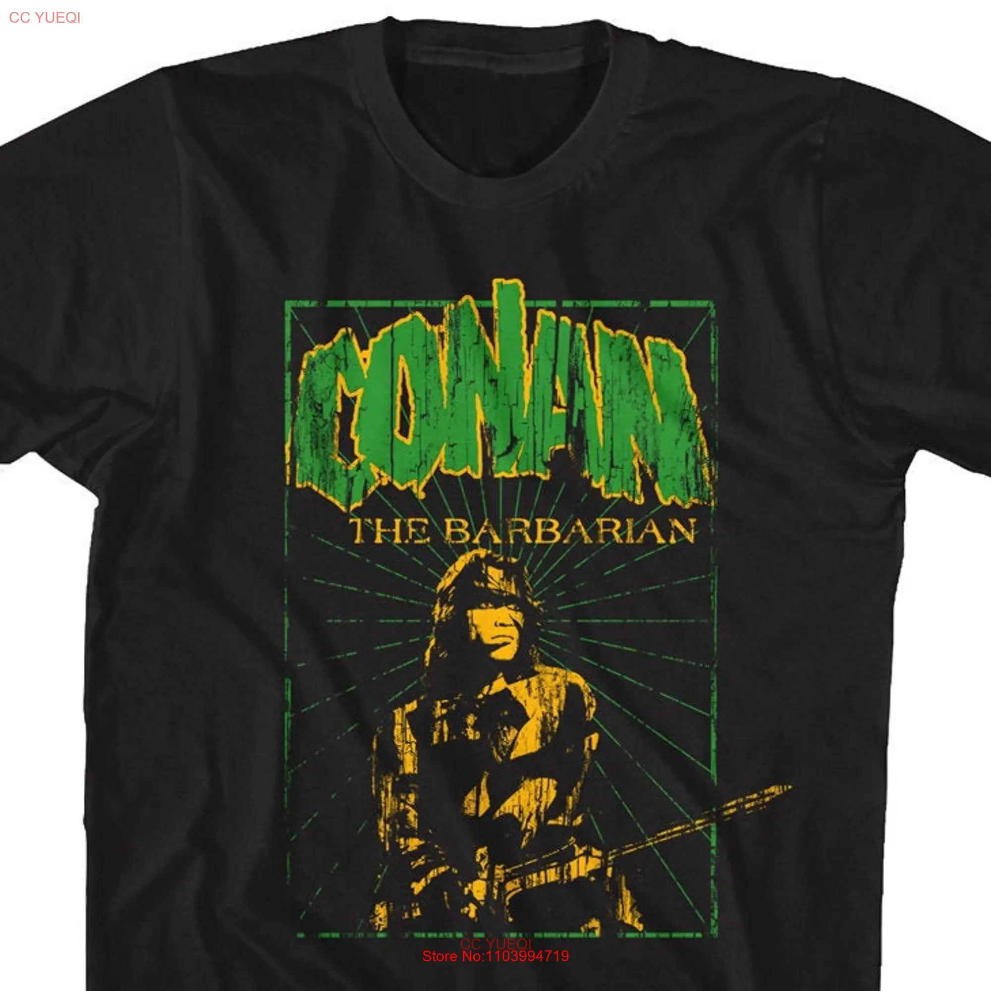 

Черная футболка с длинным или коротким рукавом с зеленым логотипом Conan the насыщенного Варвара