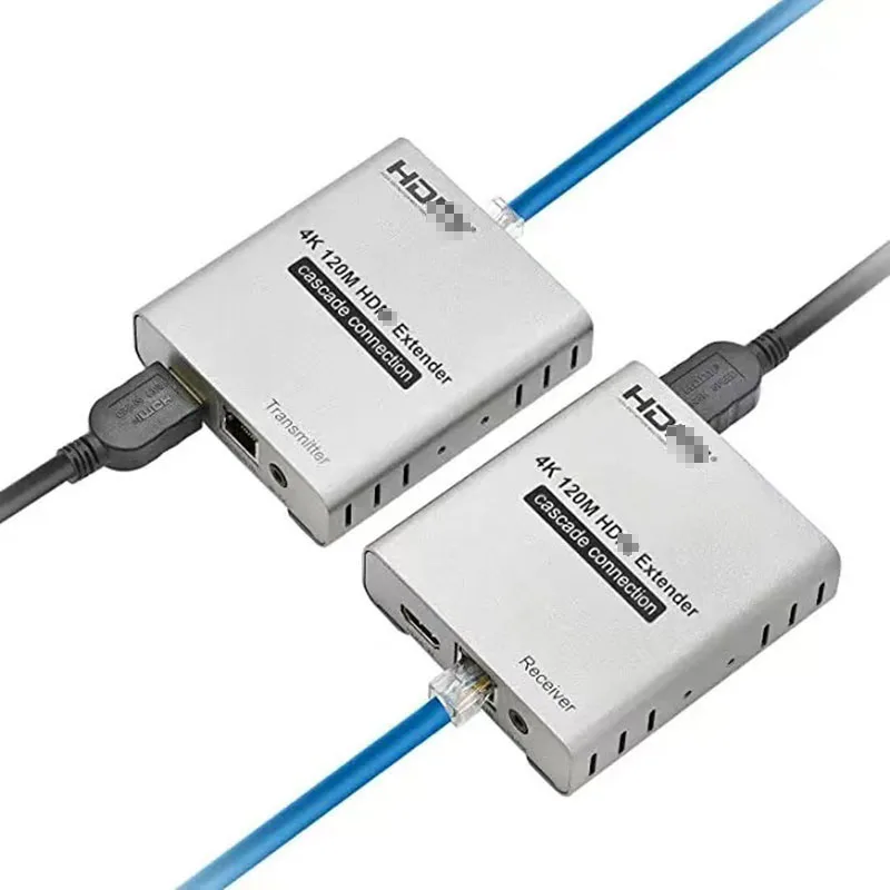 4K 120M Extender Via Cat5e/6 CAT6 RJ45 Ethernet Cable Video Converter for HDMI-compatible Splitter Transmitter Receiver  Cascade