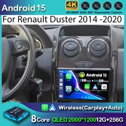 Android 15 Car Radio For Renault Duster 2014 2015 2016 2017 -2020 Navigation GPS Multimedia Player Stereo wifi+4G Carplay DSP BT