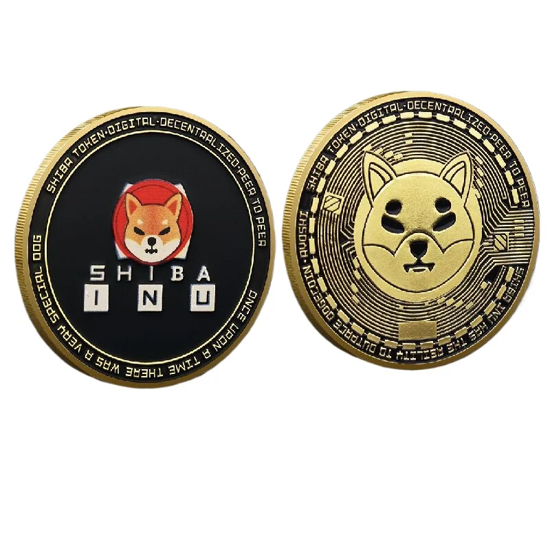 عملة تذكارية شيبا دوجي القاتل المادي مطلي بالذهب ، دوجكوين التشفير ، المعادن