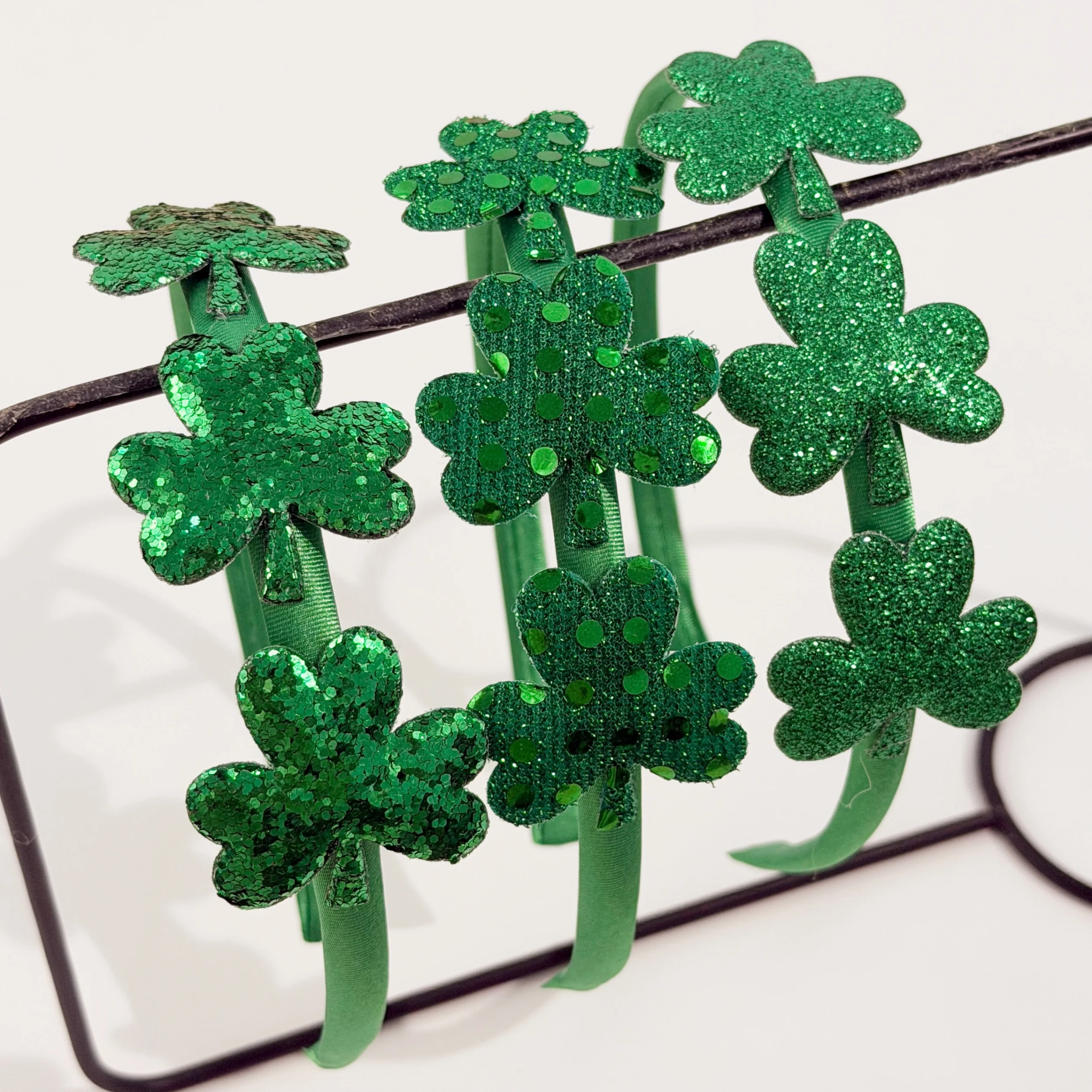 3pcs Clover Headbands for Girls St Patrick ′ s Day Headdress Party Decorate Headband Satin Hairbands Party Hair Accessories