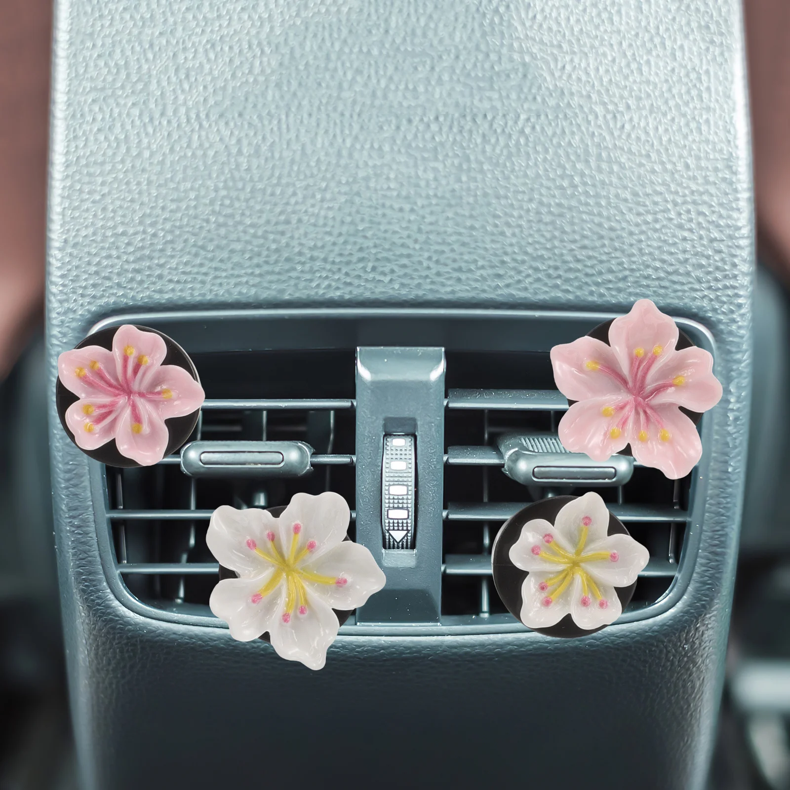

4Pcs 3D Peach Blossom Car Air Vent Clips Long-Lasting Fragrance Easy Install Auto Interior Decor Accessories Car Ventile Clips