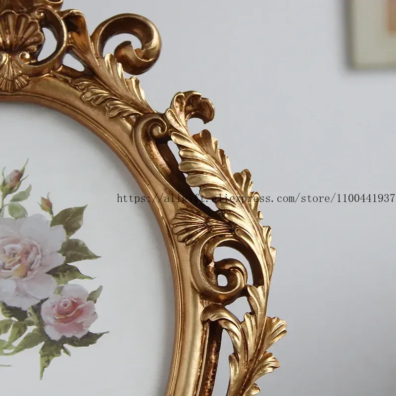 7-inch European Antique Oval Resin Home Table Creative Photo Frame Home Living Room Table Decoration