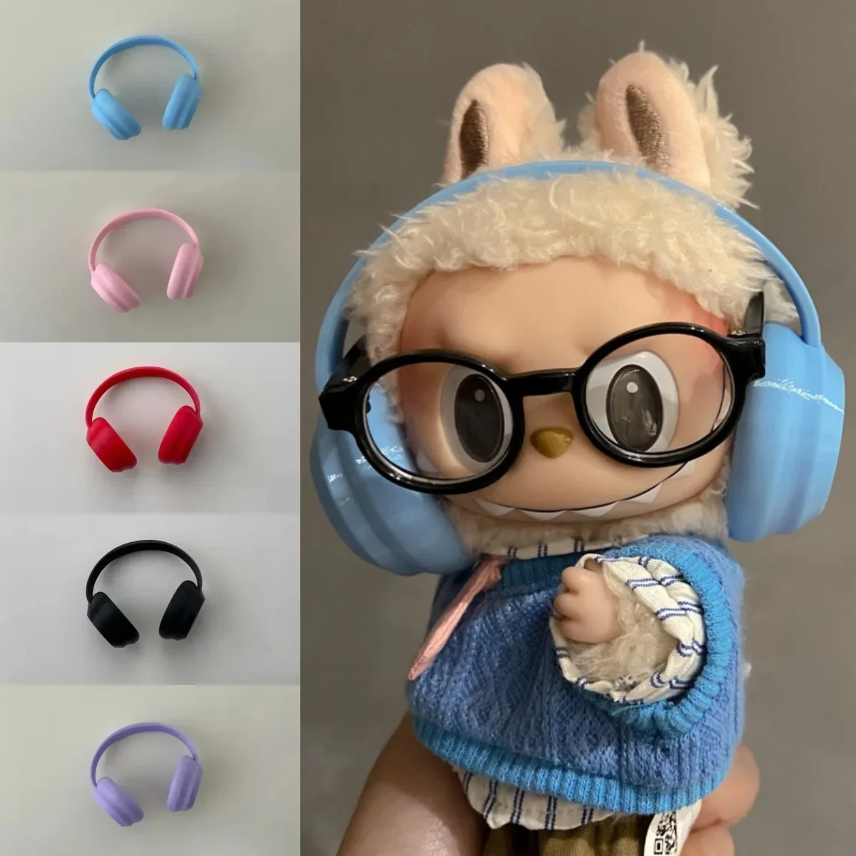 

Doll Earphones for Labubu Accessories 17cm Labubu Fashion Earphone Accessories 10cm Doll Earphones Macaron Color Accessories