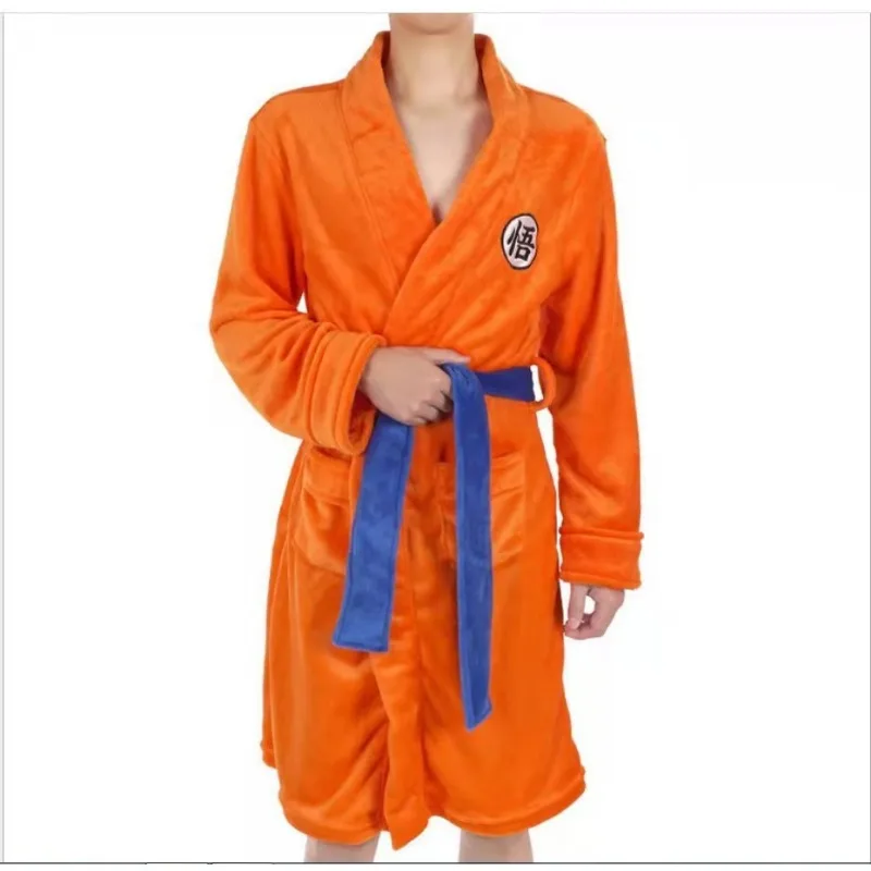 Hot Japan Anime Son Goku Cosplay Bathrobe Cartoon Kakarotto Pajamas Winter Keep Warm Soft Flannel Bathrobe for Women Men Cos Top