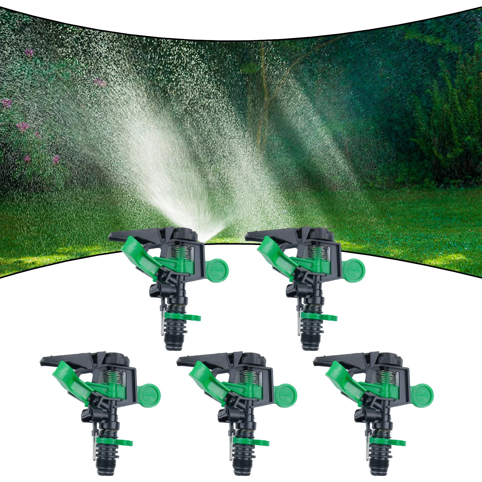 5Pcs ABS Rotating Sprinkler Heads Featuring 0 For 360 Degree Coverage and Dual Valves for Efficient Garden Irrigation Setup