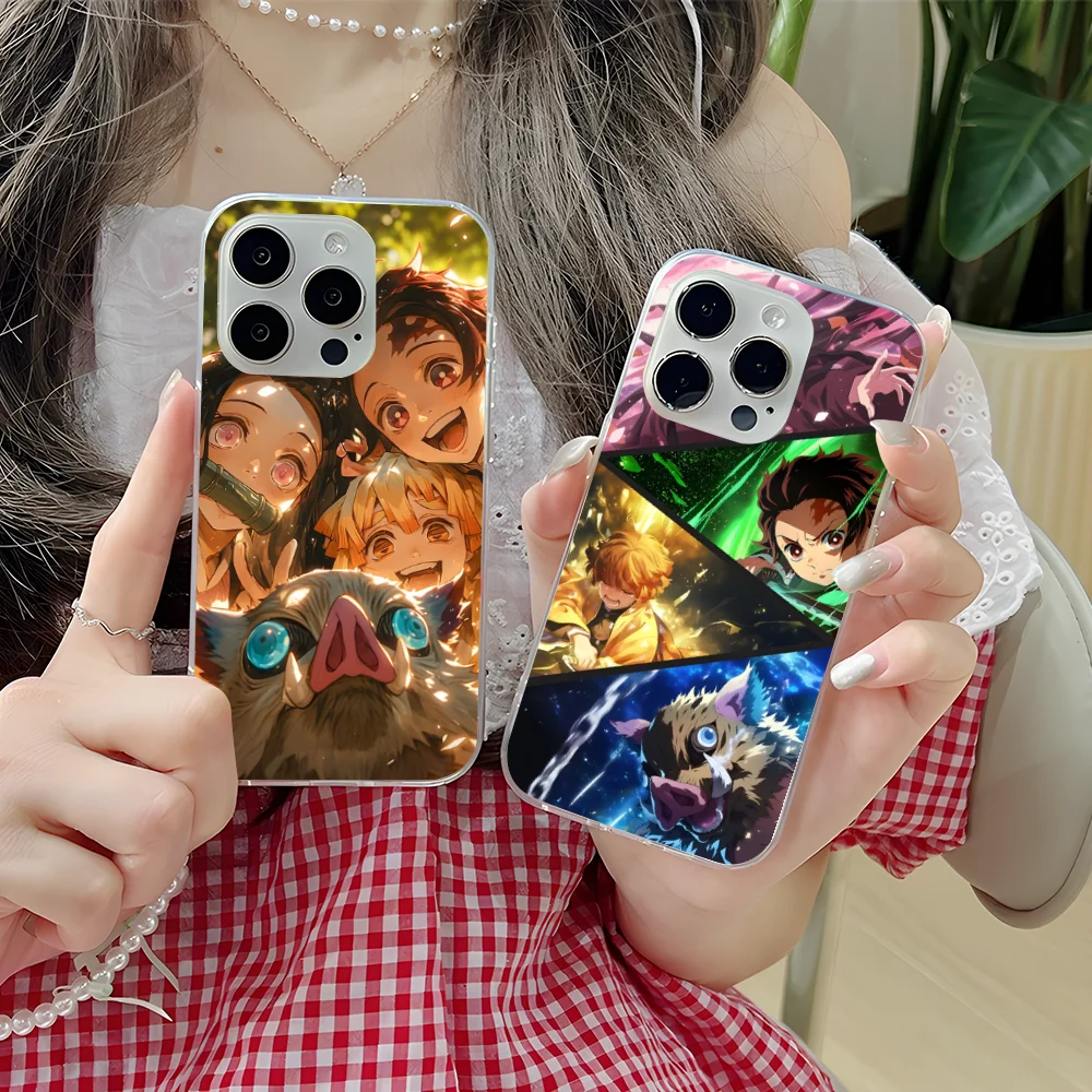 Demon Slayer Anime Phone Case for iPhone 16 15 14 13 12 11 X XR XS Pro Max Plus Mini Clear Transparent Smart Cellphones Cover