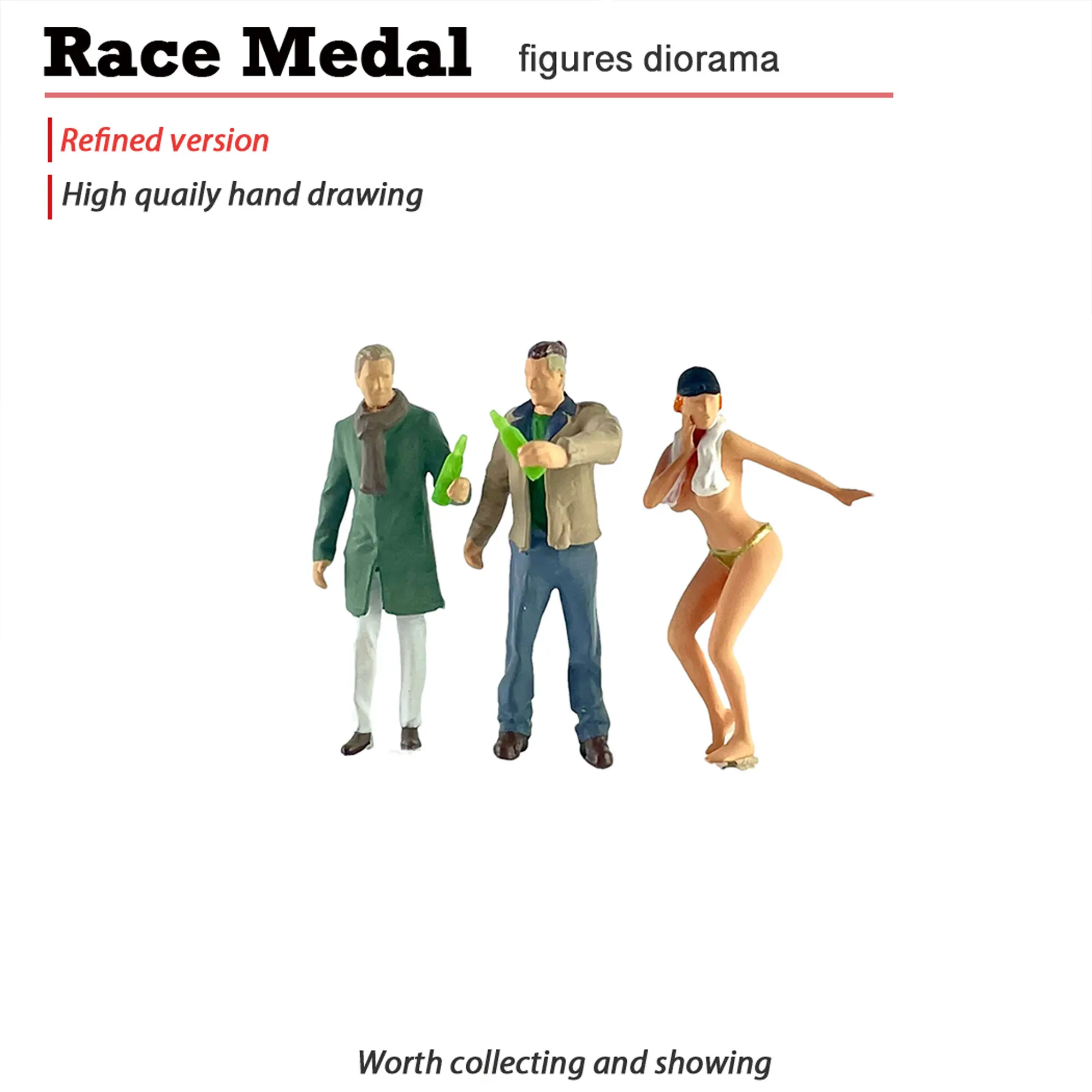 

Happy dog girl cute listening to music headphones man delicate miniaturization 1/64 1/87 Creative unique collection decoration