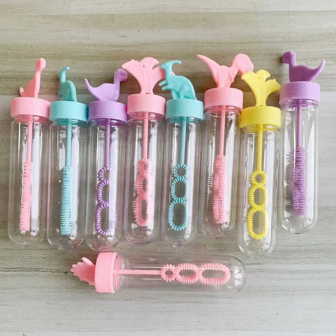 10 قطعة/الحقيبة الملونة فقاعة أنبوب لعبة لطيف ديناصور شكل فقاعة آلة الاطفال حفلة عيد ميلاد الحسنات يعامل المدرسة جودي حشو